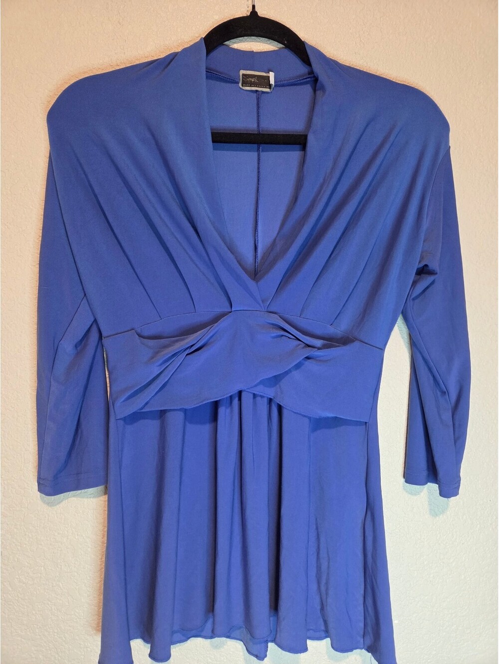 Sympli The Best Blue 3/4 Sleeve V-Neck Top, Size 4